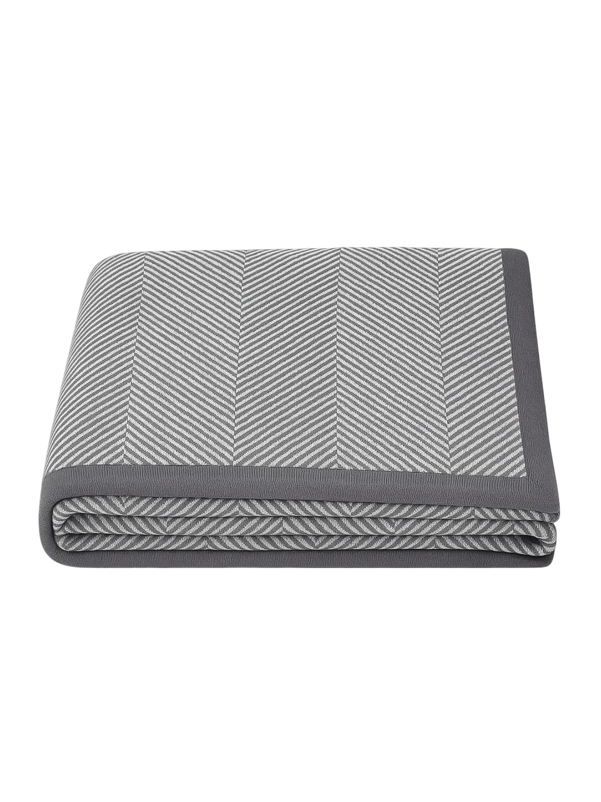 Plaid chevron doux, couverture tricotée, plaid canapé lit, plaid cocooning, couverture légère, modèle Idilo - Gris
