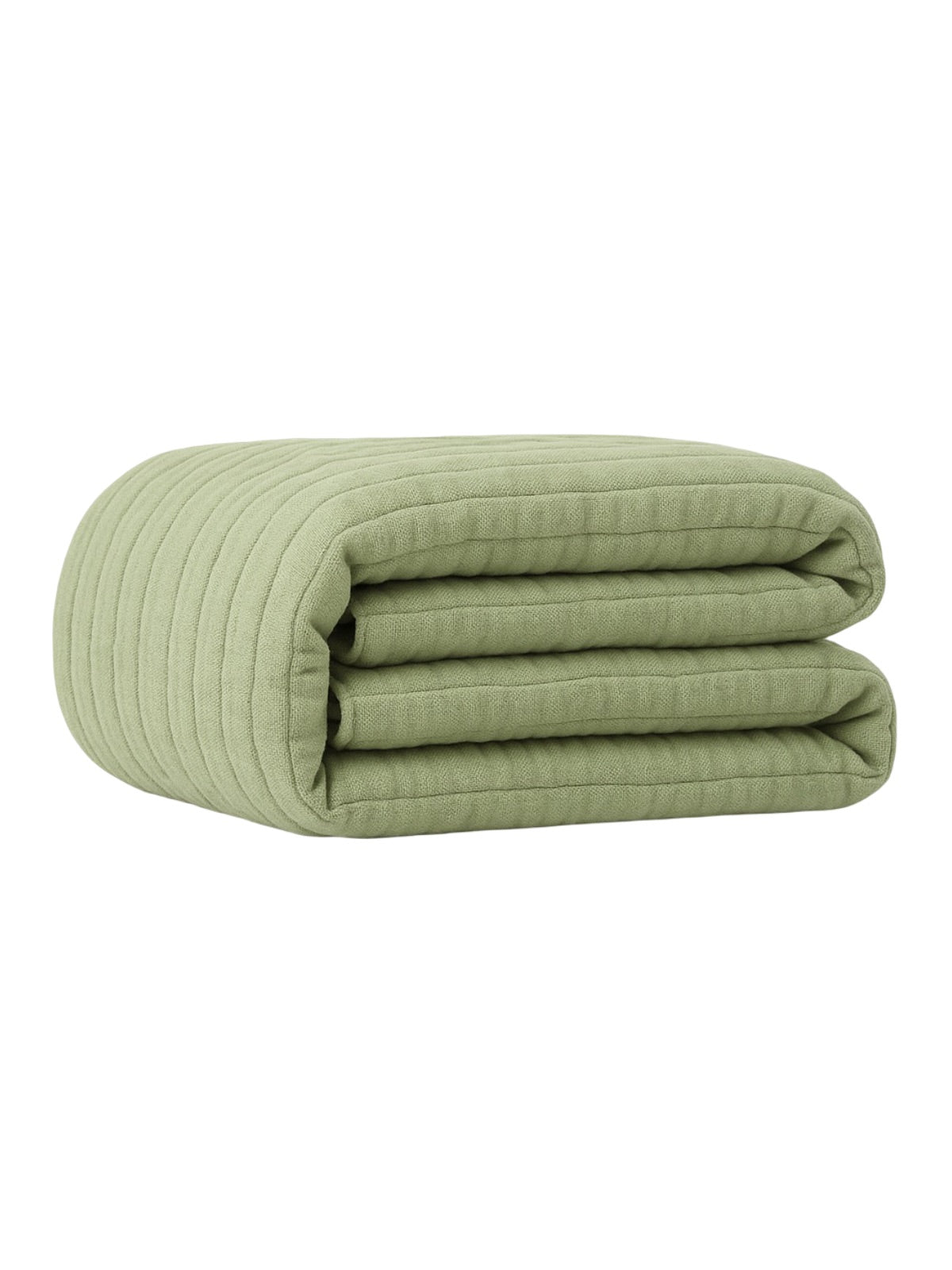 Plaid coton double gaze, couverture été, jeté de lit gaufré, plaid canapé, linge de maison doux, été automne, modèle Eliel - Vert 150 x 200 cm