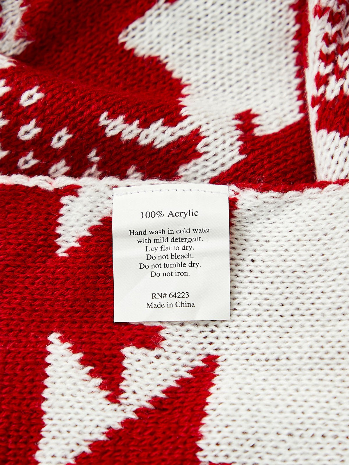 Plaid tricoté rouge, motifs rennes, couverture de Noël, chaude et douce, jeté canapé lit, modèle Sachaël - Rouge 127 x 153 cm