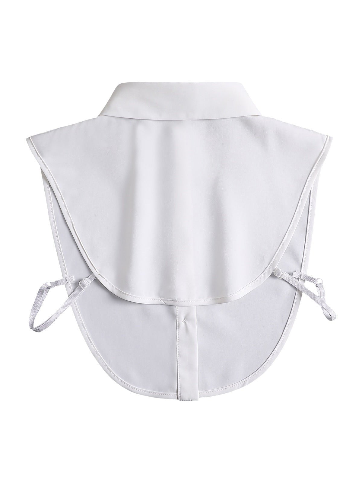 Plastron chemise femme, faux col amovible, col classique boutonné, accessoire sous pull, style raffiné, modèle Ozine - Plastron - Blanc