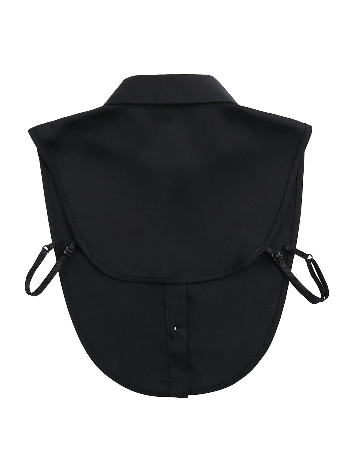 Plastron chemise femme, faux col amovible, col classique boutonné, accessoire sous pull, style raffiné, modèle Ozine - Plastron - Noir