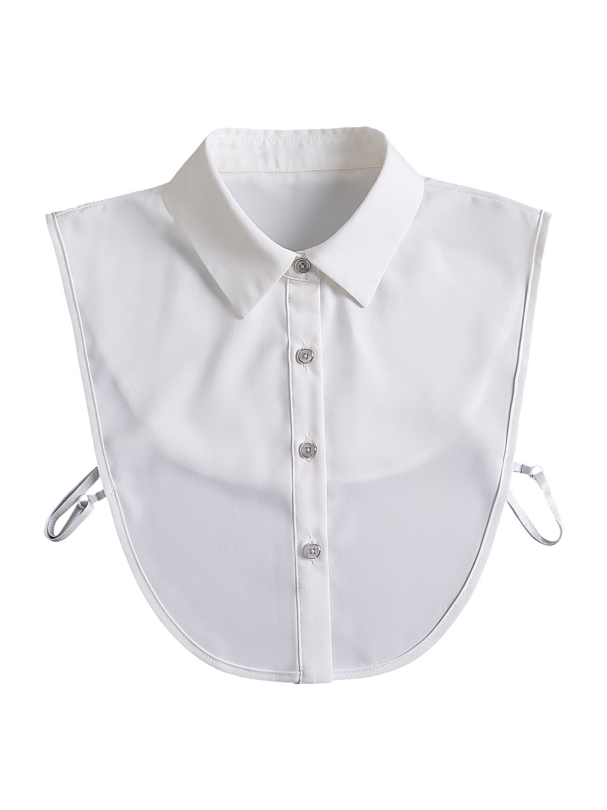 Plastron chemise femme, faux col amovible, col classique boutonné, accessoire sous pull, style raffiné, modèle Ozine - Plastron - Blanc