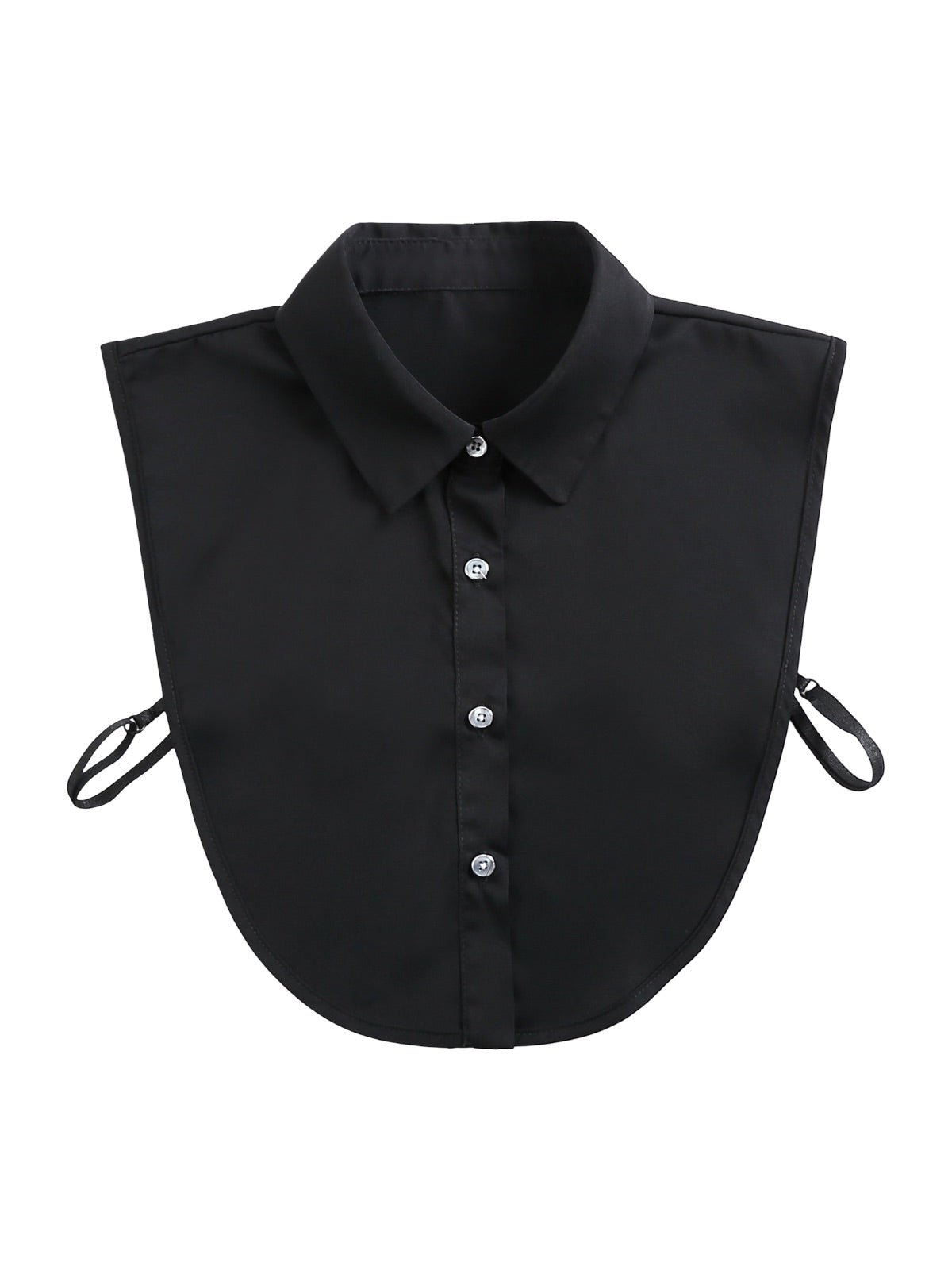 Plastron chemise femme, faux col amovible, col classique boutonné, accessoire sous pull, style raffiné, modèle Ozine - Plastron - Noir
