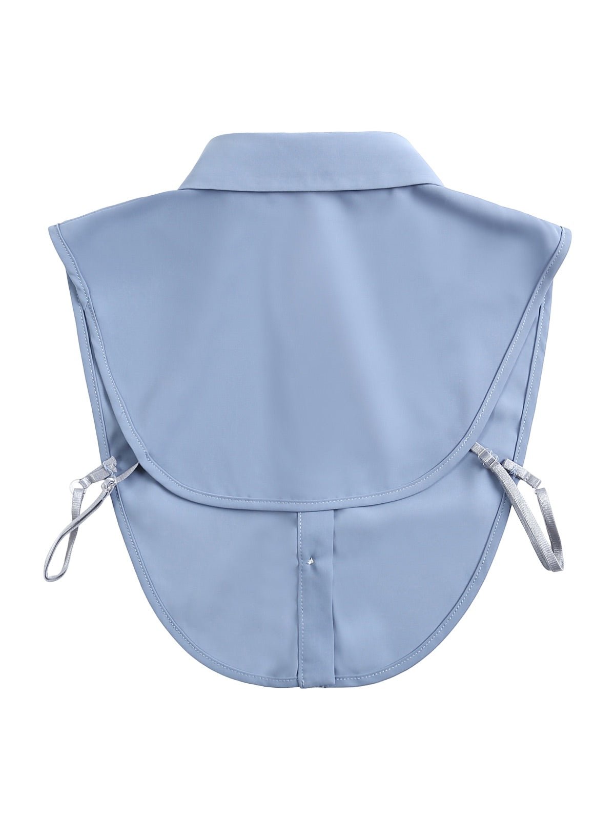 Plastron chemise femme, faux col amovible, col classique boutonné, accessoire sous pull, style raffiné, modèle Ozine - Plastron - Bleu