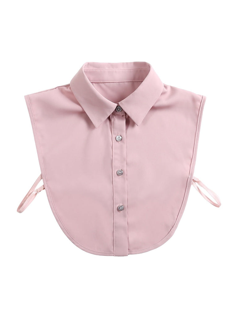 Plastron chemise femme, faux col amovible, col classique boutonné, accessoire sous pull, style raffiné, modèle Ozine - Plastron - Rose