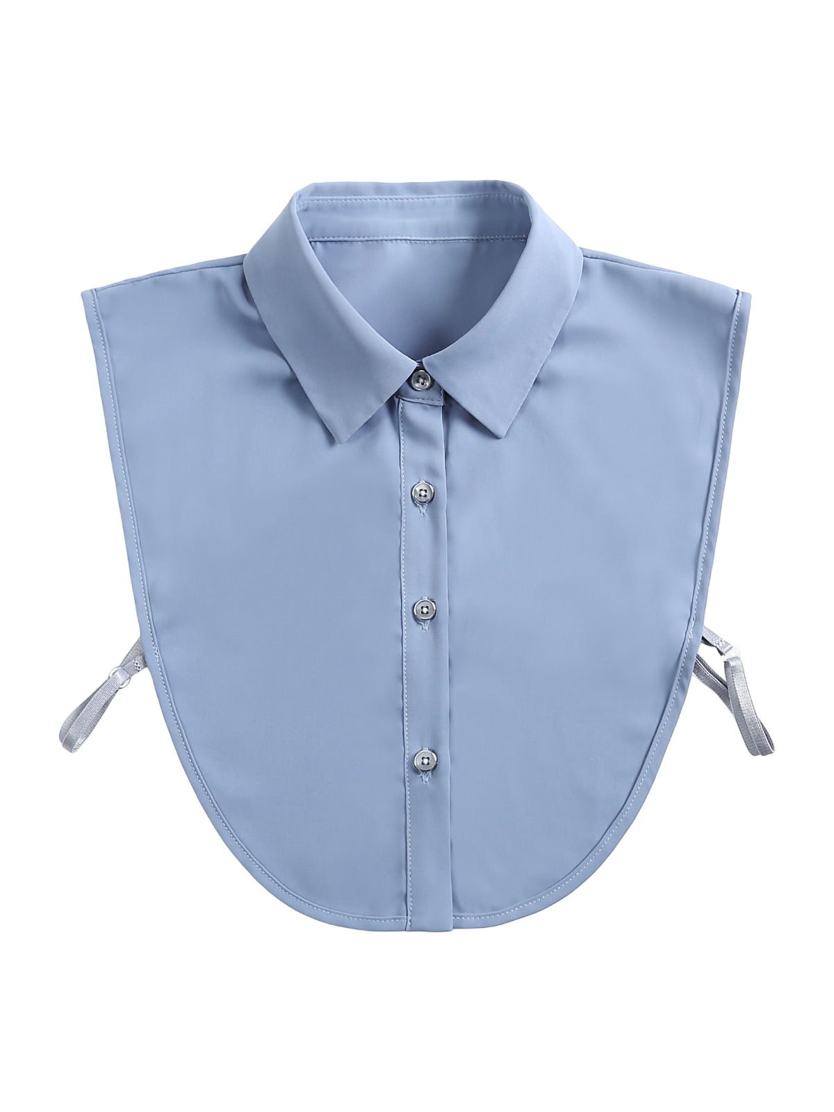 Plastron chemise femme, faux col amovible, col classique boutonné, accessoire sous pull, style raffiné, modèle Ozine - Plastron - Bleu