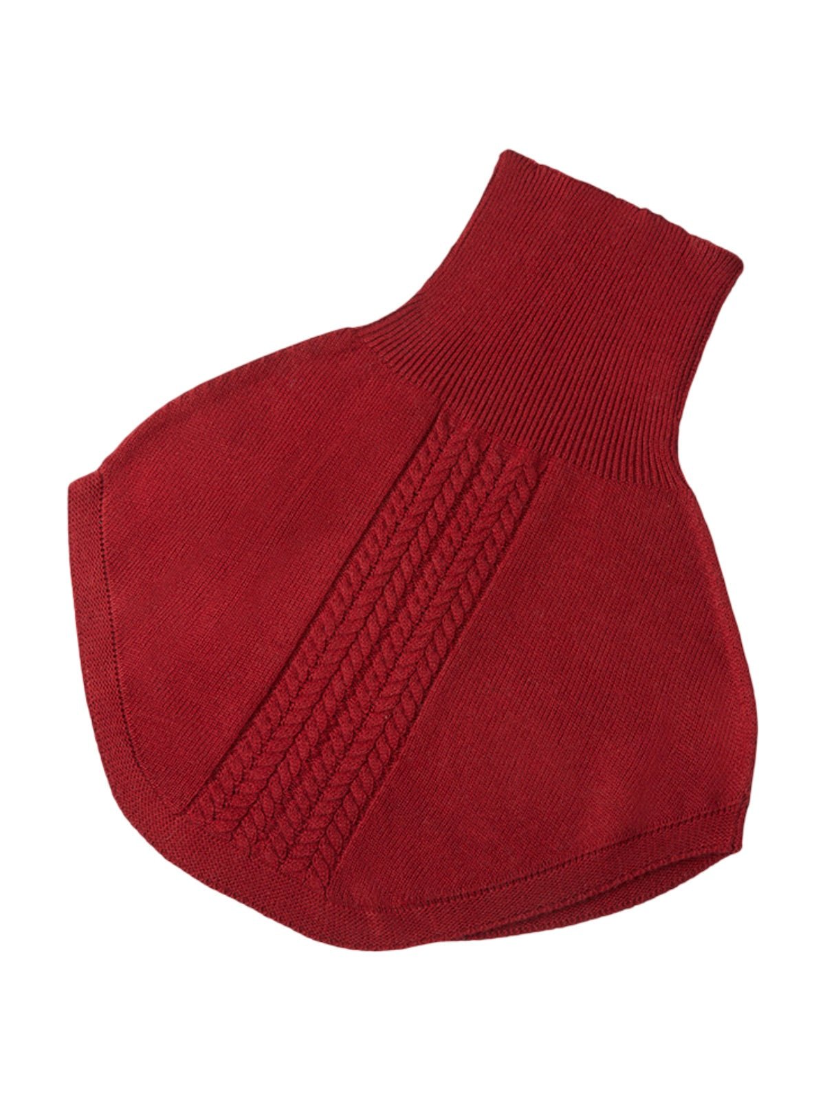Plastron tricot col roulé femme, cache - cou hiver doux, col montant chaud, fausse encolure laine mélangée, accessoire hiver confortable, modèle Stilma - Plastron - Rouge