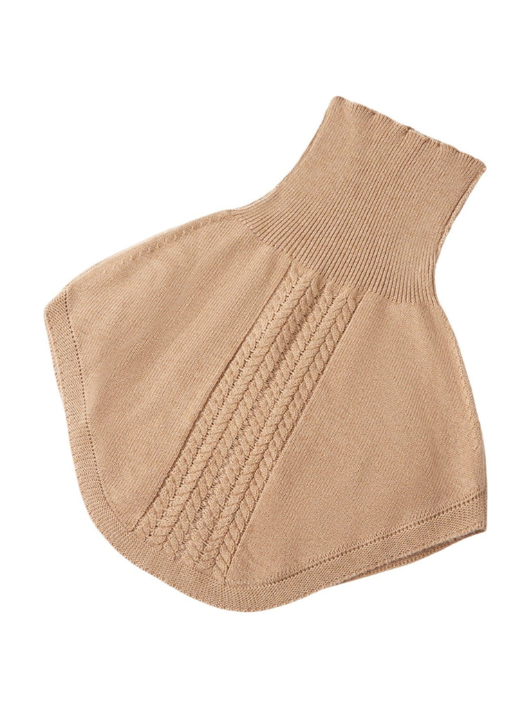 Plastron tricot col roulé femme, cache - cou hiver doux, col montant chaud, fausse encolure laine mélangée, accessoire hiver confortable, modèle Stilma - Plastron - Camel