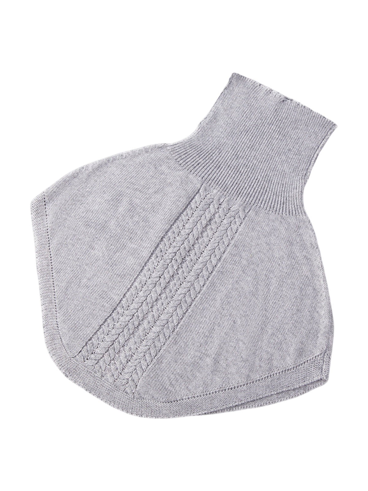 Plastron tricot col roulé femme, cache - cou hiver doux, col montant chaud, fausse encolure laine mélangée, accessoire hiver confortable, modèle Stilma - Plastron - Gris