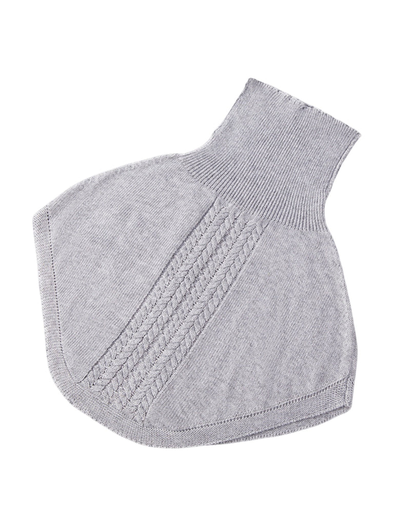 Plastron tricot col roulé femme, cache - cou hiver doux, col montant chaud, fausse encolure laine mélangée, accessoire hiver confortable, modèle Stilma - Plastron - Gris