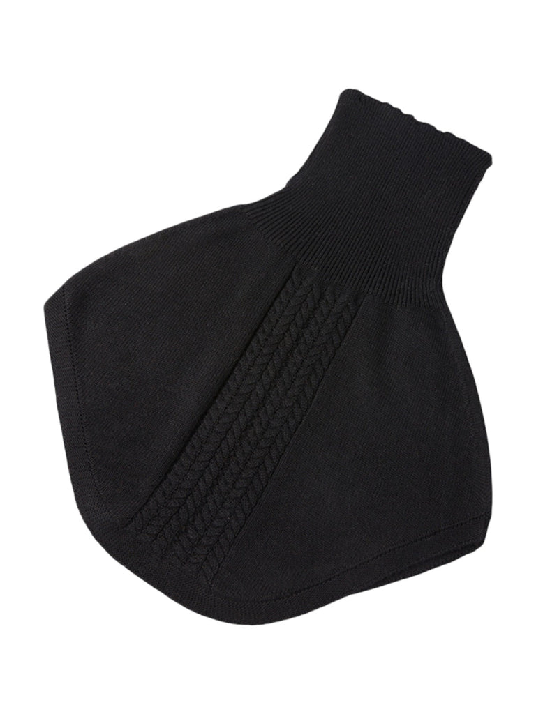 Plastron tricot col roulé femme, cache - cou hiver doux, col montant chaud, fausse encolure laine mélangée, accessoire hiver confortable, modèle Stilma - Plastron - Noir