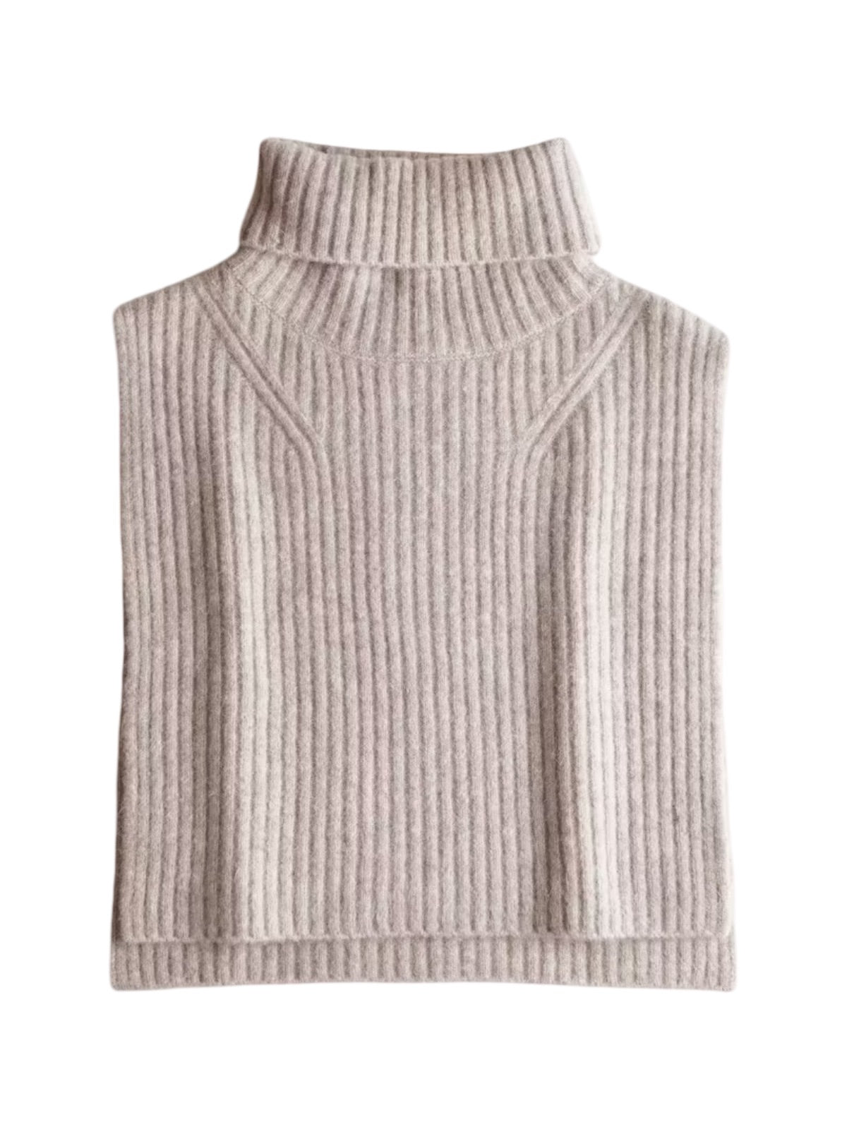 Plastron tricoté femme, col montant, fausse encolure chaude, accessoire hiver, cache - cou maille douce, style sobre et confortable, modèle Gise - Plastron - Beige