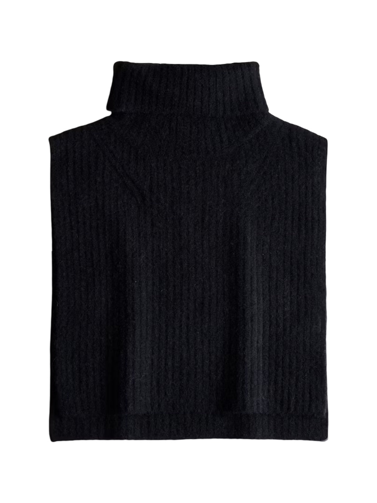 Plastron tricoté femme, col montant, fausse encolure chaude, accessoire hiver, cache - cou maille douce, style sobre et confortable, modèle Gise - Plastron - Noir