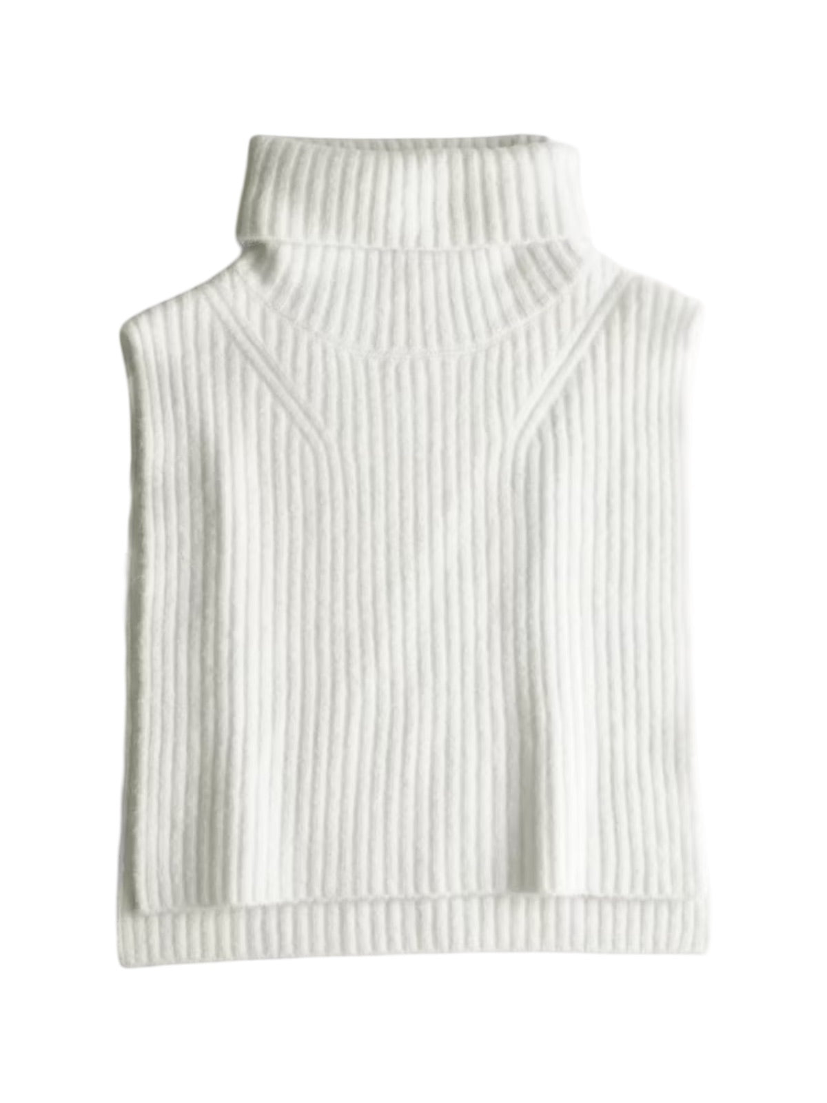 Plastron tricoté femme, col montant, fausse encolure chaude, accessoire hiver, cache - cou maille douce, style sobre et confortable, modèle Gise - Plastron - Blanc