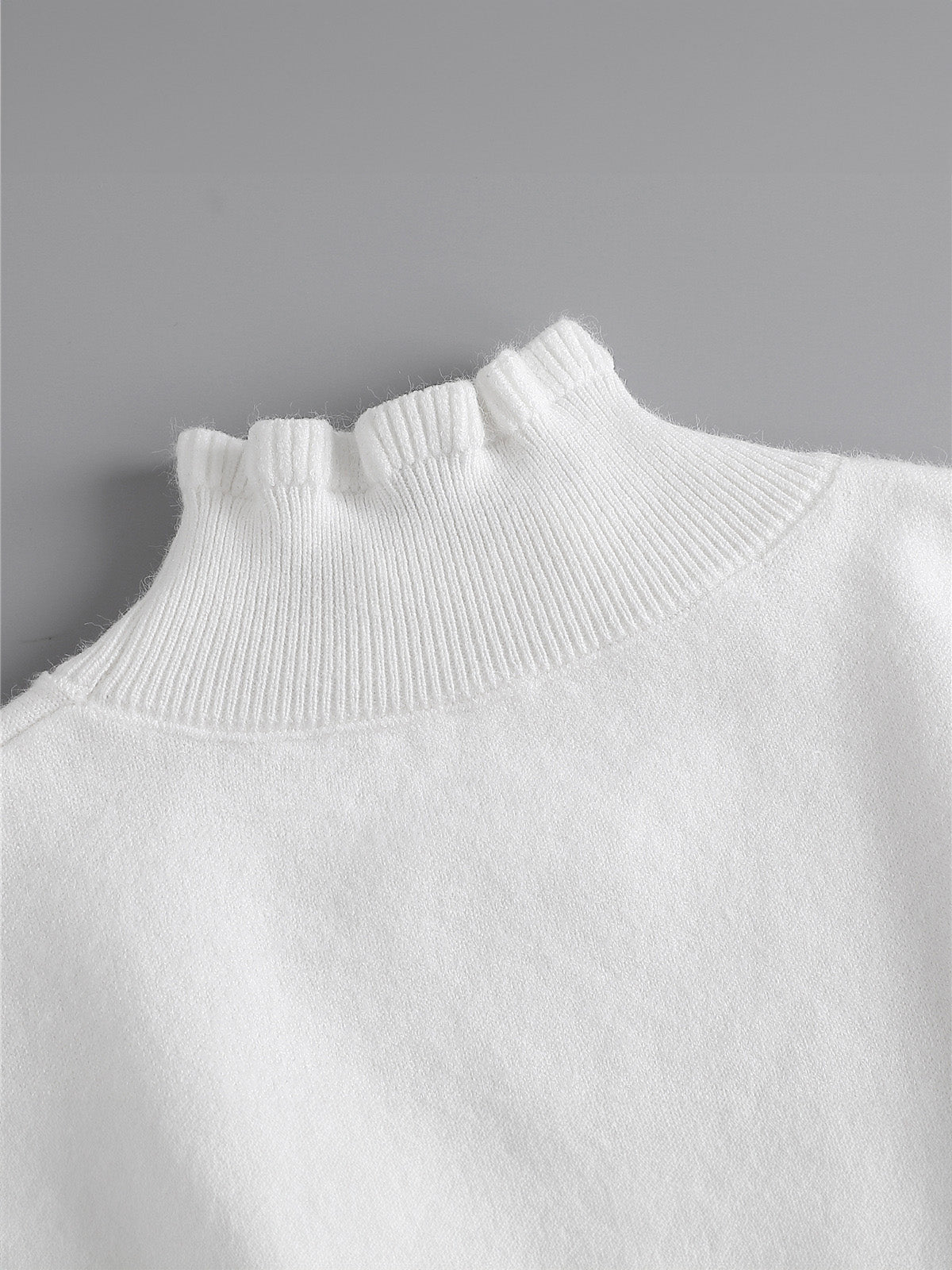 Plastron tricoté femme, faux col chaud hiver, col montant volanté, accessoire maille douce, col amovible blanc ou noir, modèle Kilène - Plastron - Blanc