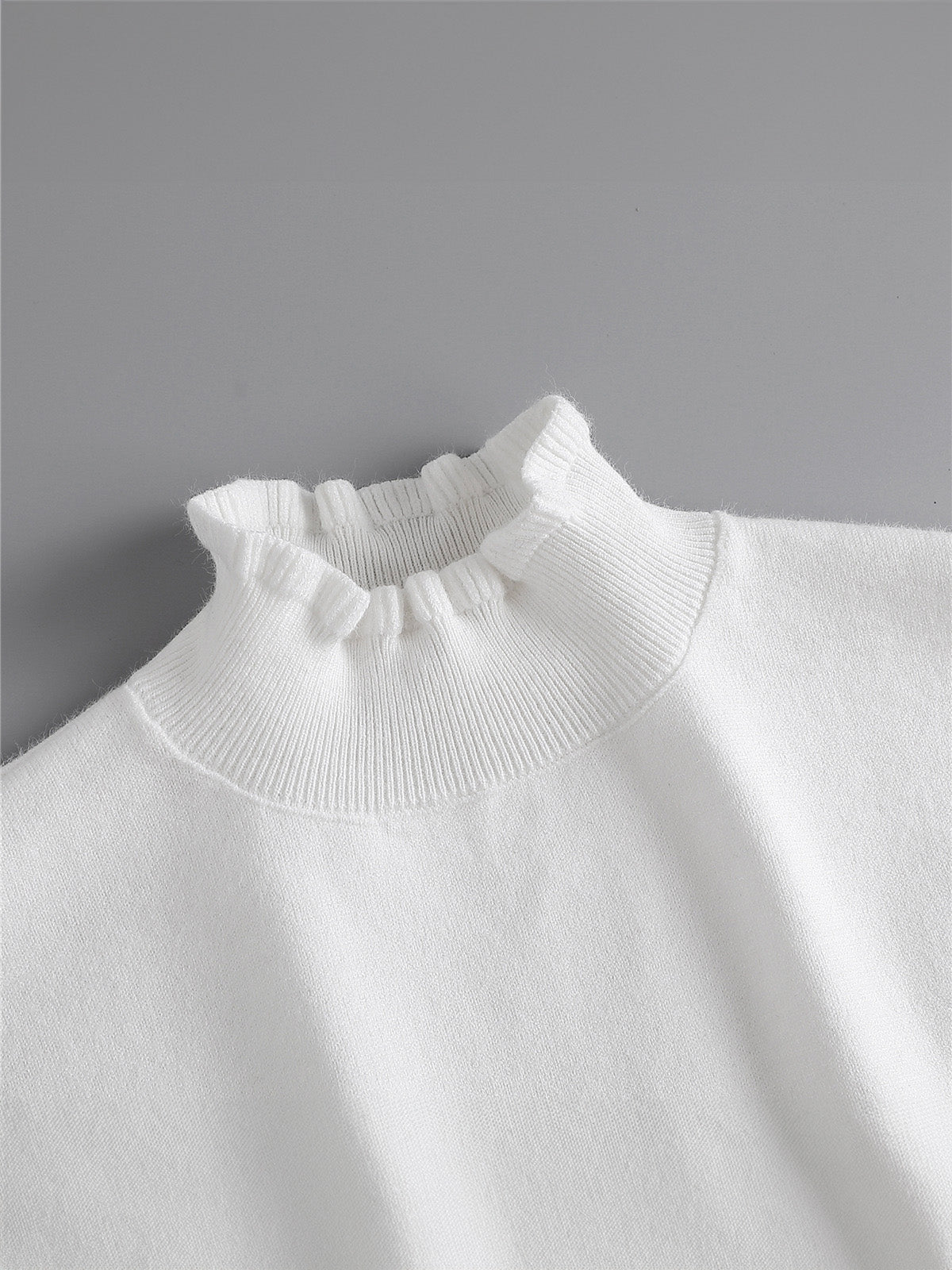 Plastron tricoté femme, faux col chaud hiver, col montant volanté, accessoire maille douce, col amovible blanc ou noir, modèle Kilène - Plastron - Blanc