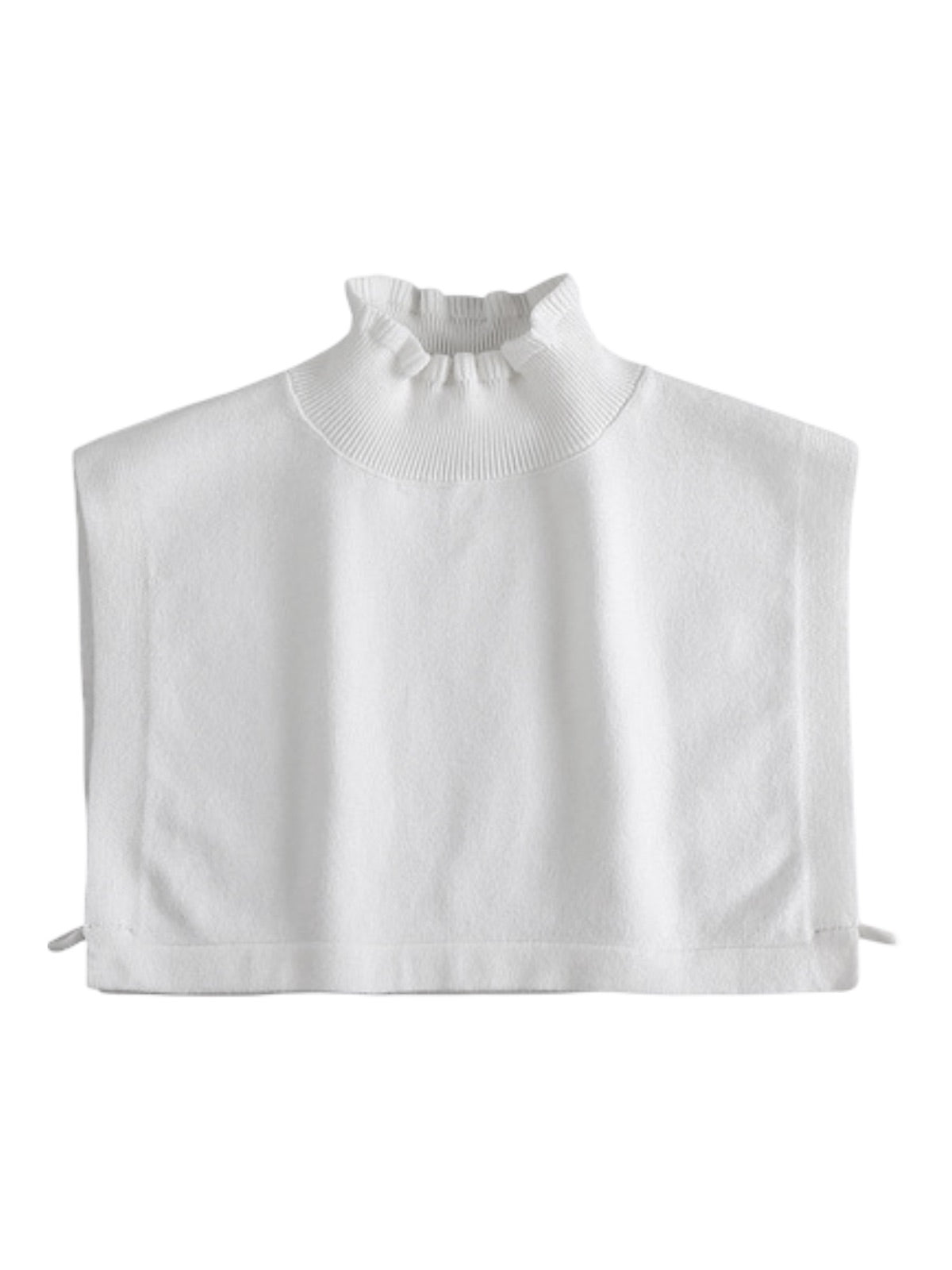 Plastron tricoté femme, faux col chaud hiver, col montant volanté, accessoire maille douce, col amovible blanc ou noir, modèle Kilène - Plastron - Blanc