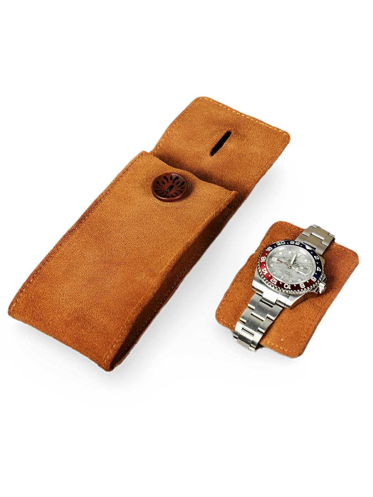 Pochette à montres, en cuir, rangement idéal, modèle Arsénius - Coffret - Camel