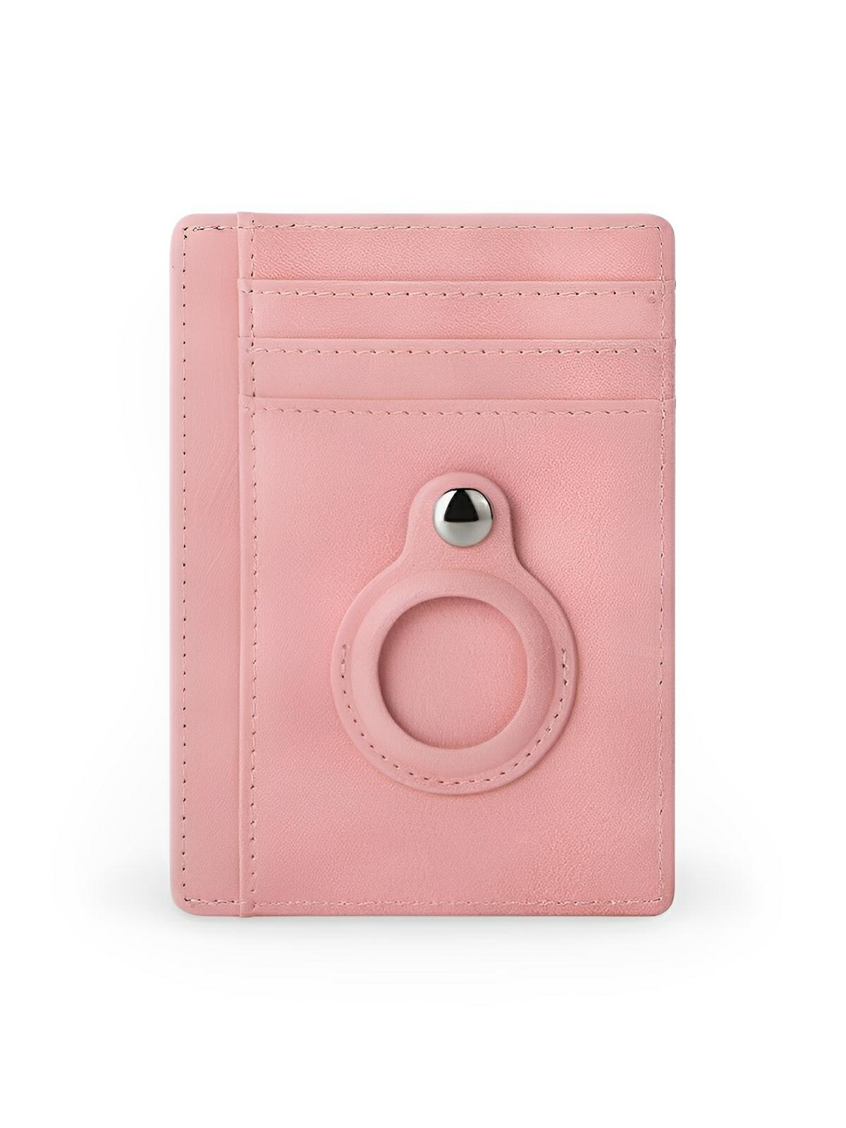 Porte - cartes avec emplacement pour AirTag, compact, ultra - fin, sécurité anti - vol, en simili vegan, plusieurs compartiments, modèle Casper - Porte - feuille - Rose