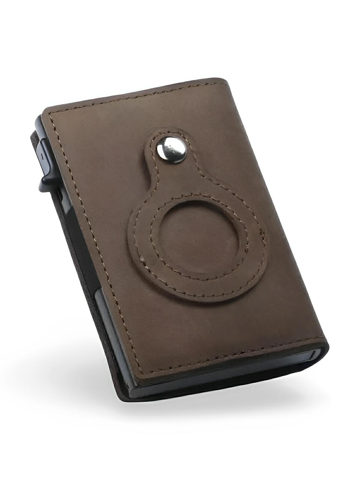 Porte - cartes compact en cuir, RFID sécurisé, support AirTag, porte - cartes automatique, modèle Quentin - Porte - feuille - Noir