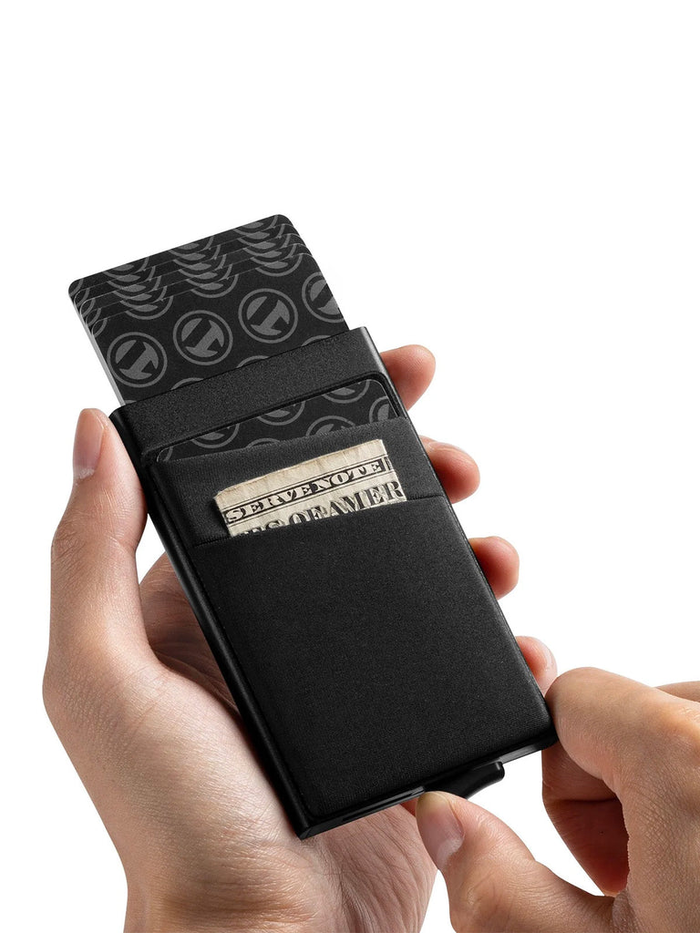 Porte - cartes en aluminium avec protection RFID, ultra - fin, à mécanisme d’éjection rapide, modèle Xylen - Porte - feuille - Noir