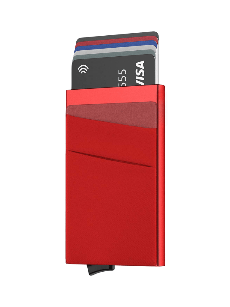 Porte - cartes en aluminium avec protection RFID, ultra - fin, à mécanisme d’éjection rapide, modèle Xylen - Porte - feuille - Rouge
