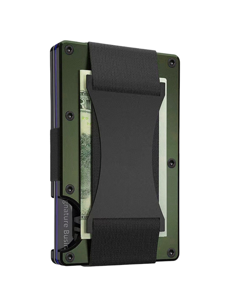 Porte - cartes rigide homme, ultra mince, RFID sécurisé, en aluminium, design moderne, grande capacité, modèle Stan - Porte - feuille - Kaki