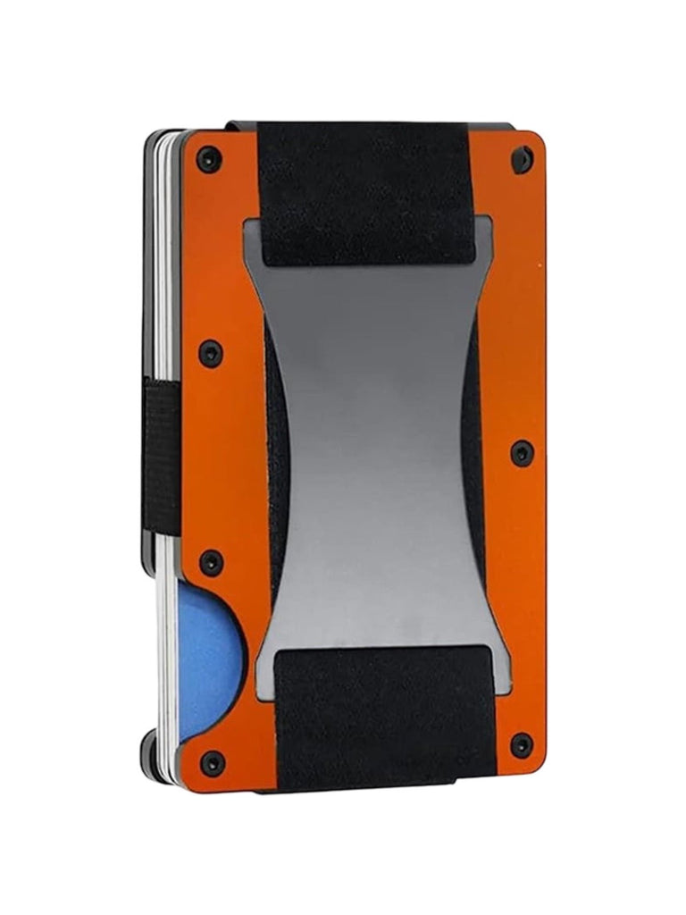 Porte - cartes rigide homme, ultra mince, RFID sécurisé, en aluminium, design moderne, grande capacité, modèle Stan - Porte - feuille - Orange