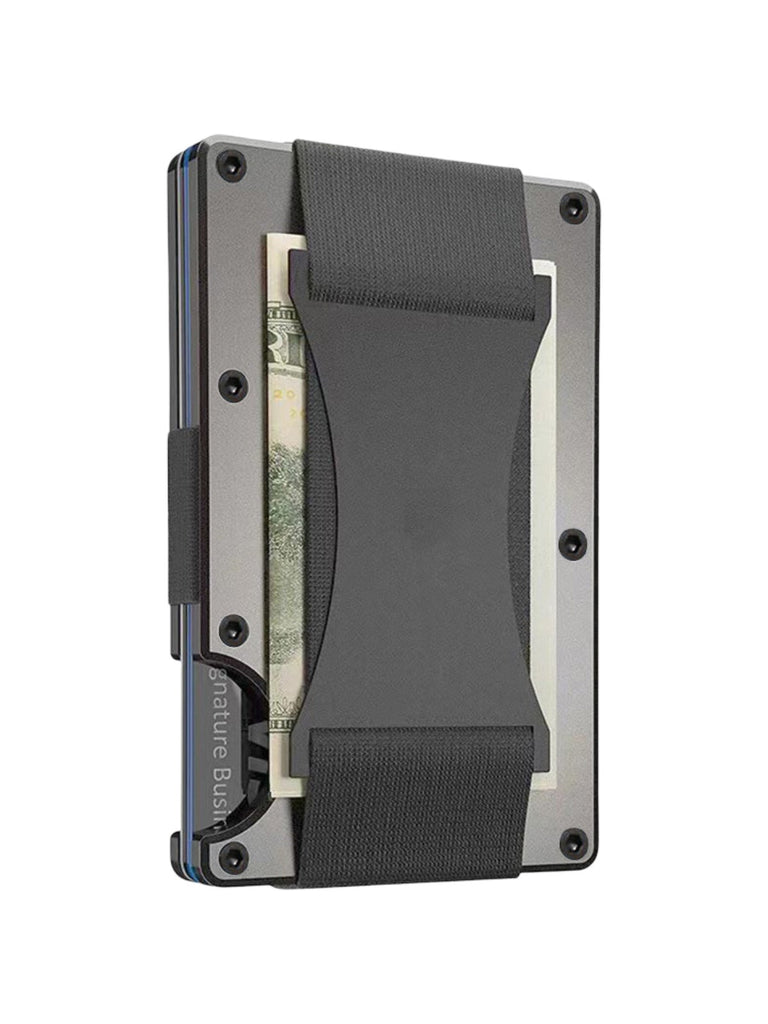 Porte - cartes rigide homme, ultra mince, RFID sécurisé, en aluminium, design moderne, grande capacité, modèle Stan - Porte - feuille - Gris clair