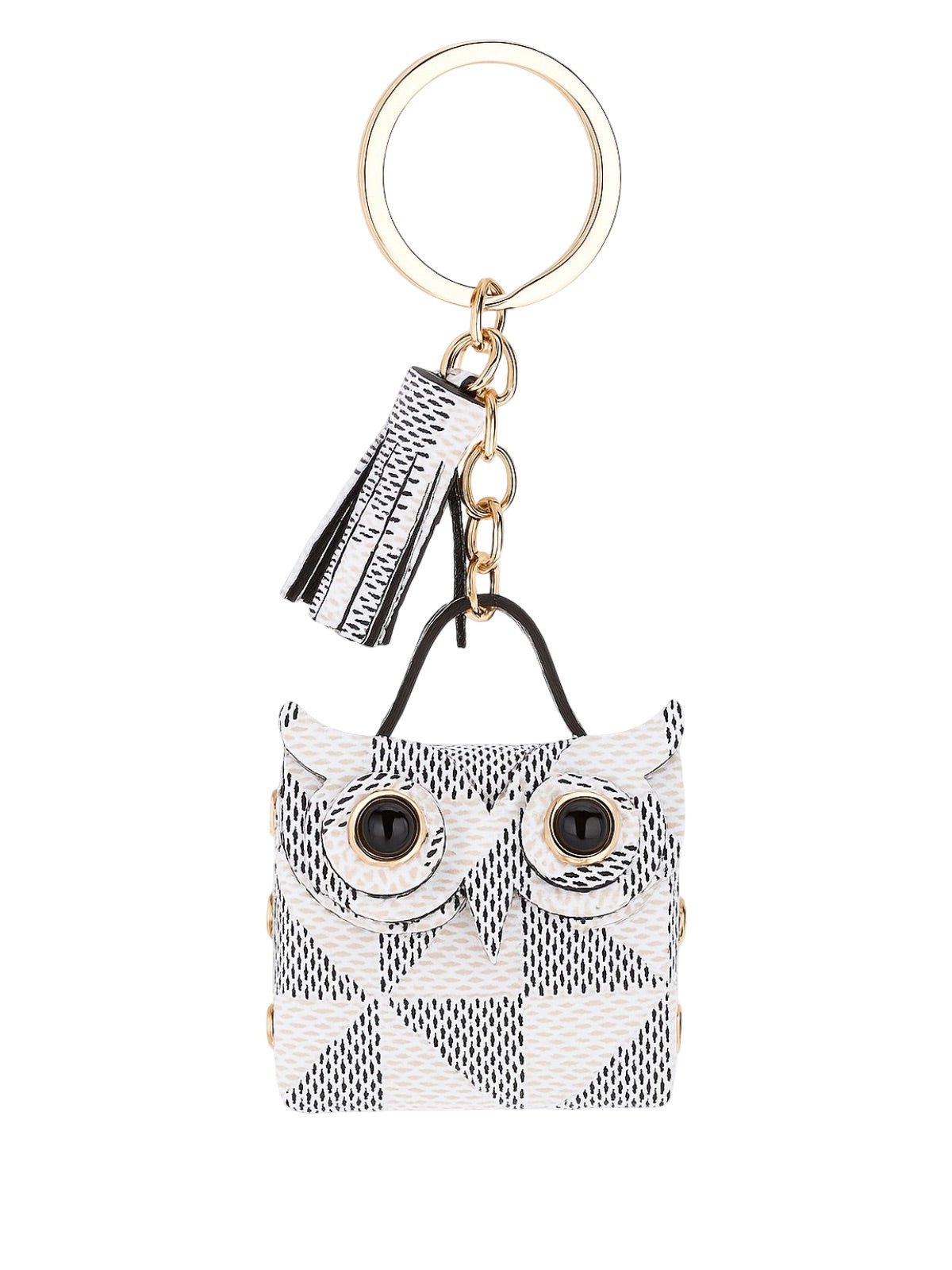 Porte - clés hibou, mini sac fantaisie, bijou de sac original, breloque tendance, accessoire sac à main, modèle Boubou - Blanc
