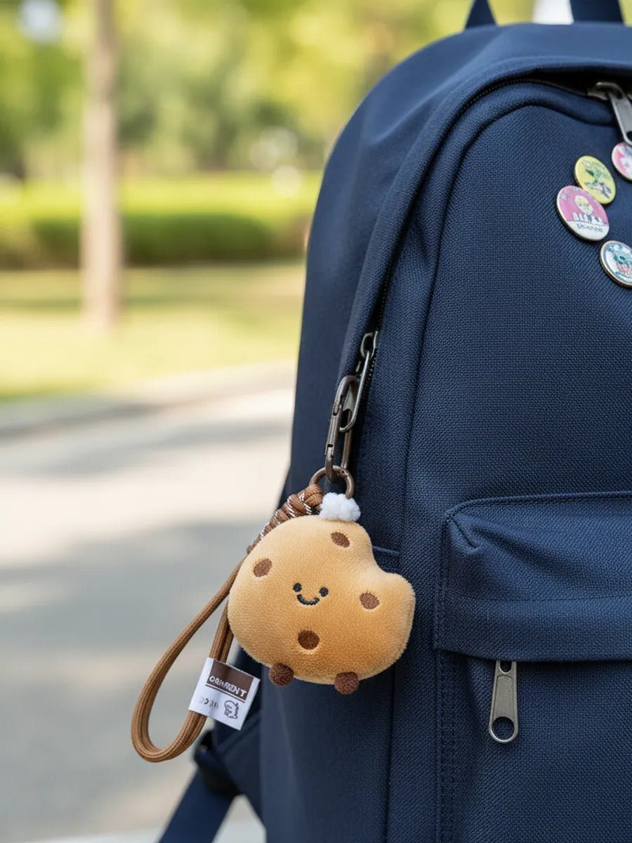 Porte - clés peluche, bijou de sac cookie, mini accessoire kawaii, décoration sac à dos, idée cadeau mignonne, modèle Cooka - Bijoux de sac - Marron