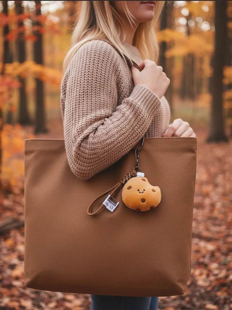 Porte - clés peluche, bijou de sac cookie, mini accessoire kawaii, décoration sac à dos, idée cadeau mignonne, modèle Cooka - Bijoux de sac - Marron