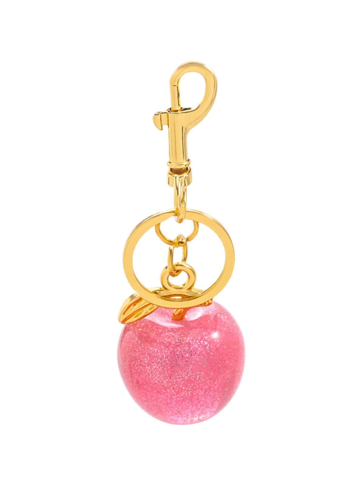 Porte - clés pomme rouge, bijou de sac, breloque brillante, accessoire tendance, pendentif sac, modèle Adèle - Rose