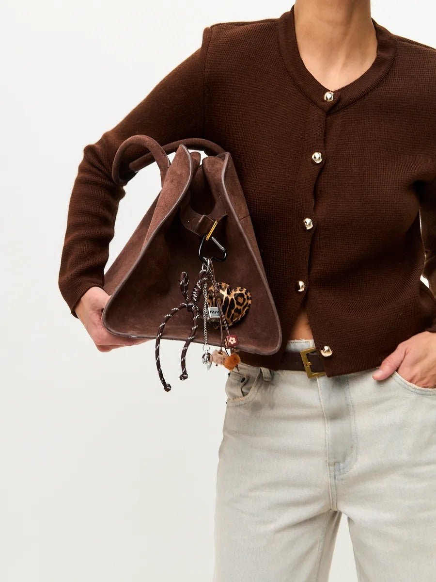 Porte - clés sac cœur léopard, bijou fantaisie, breloques peluche, nœud décoratif, attache mousqueton, modèle Savana - Beige