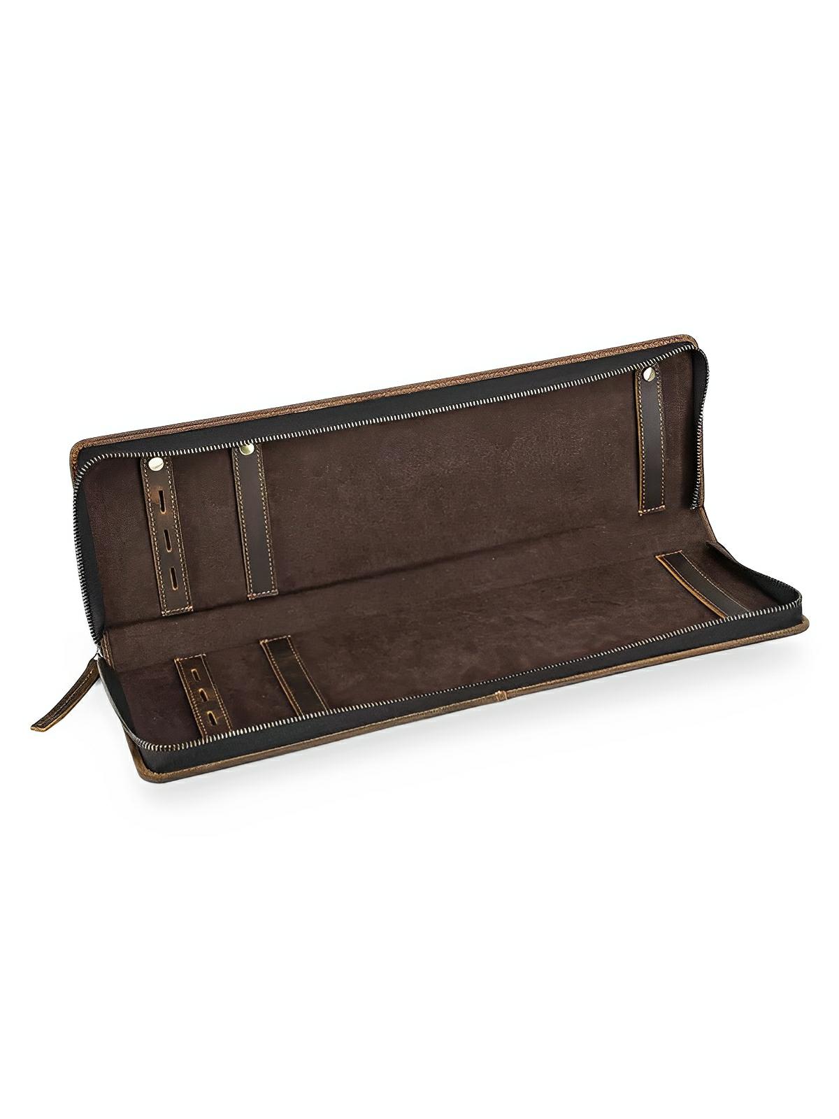 Porte cravate, en cuir, style rétro, modèle Fulgence - Coffret - Café