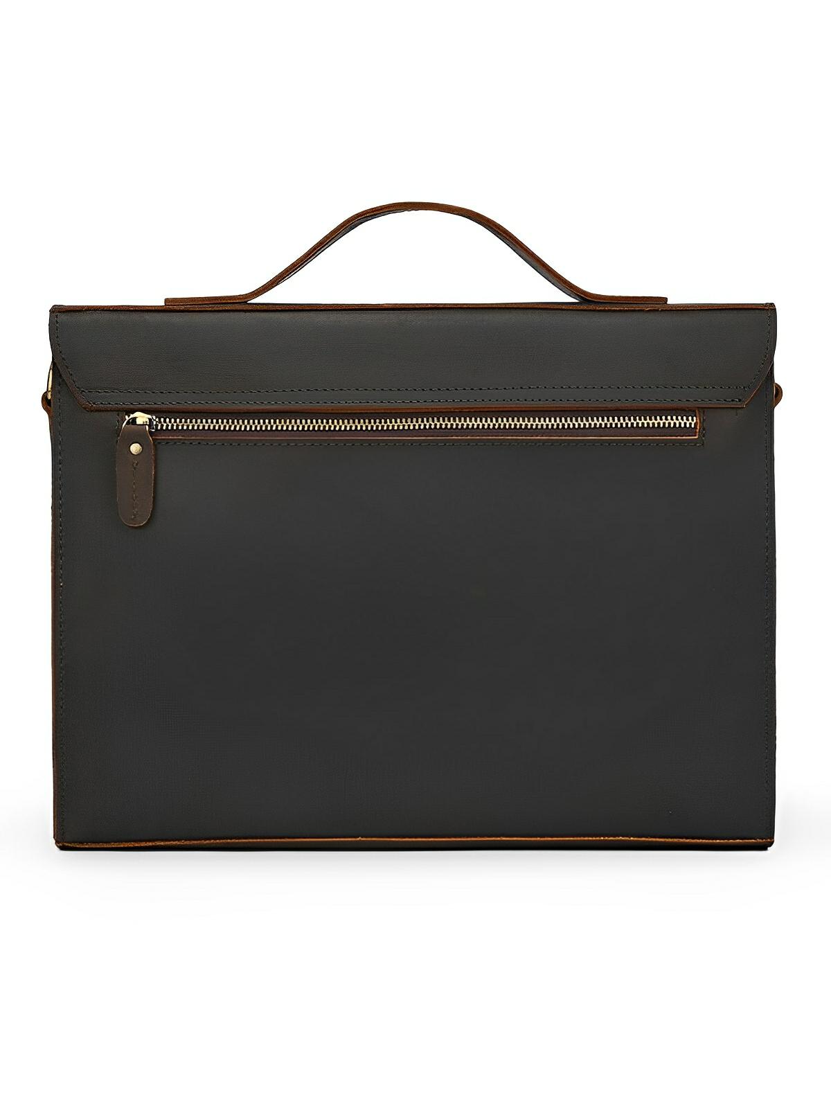 Porte - document en cuir, format pochette à rabat, bandoulière ajustable, modèle Venance - Porte - document - Café