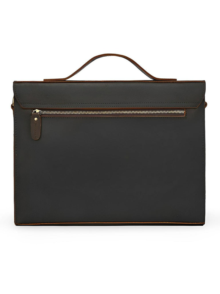 Porte - document en cuir, format pochette à rabat, bandoulière ajustable, modèle Venance - Porte - document - Café