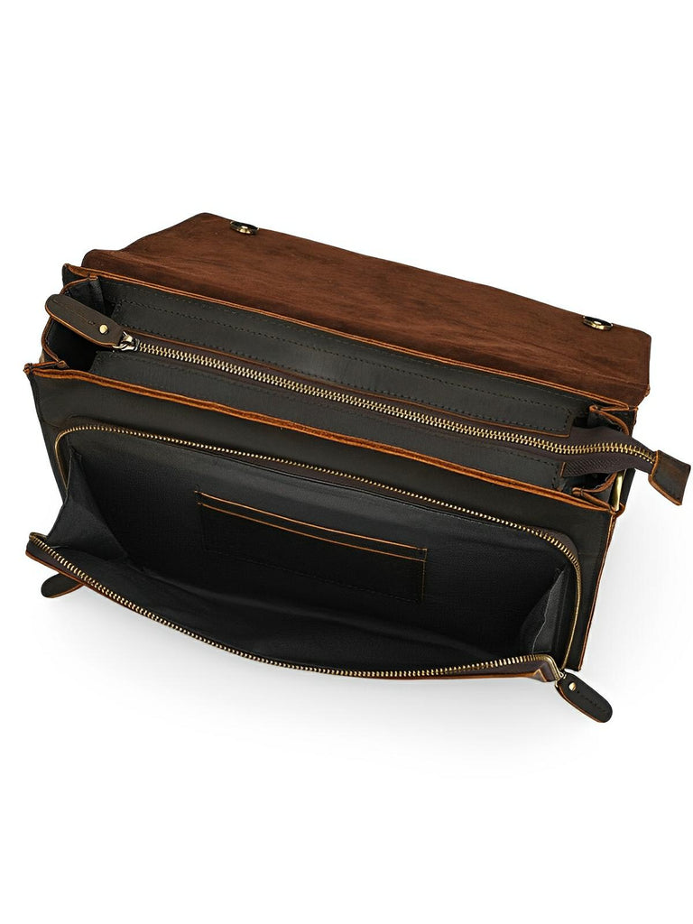 Porte - document en cuir, format pochette à rabat, bandoulière ajustable, modèle Venance - Porte - document - Café