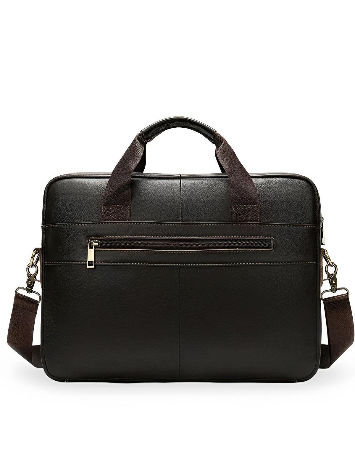 Porte - Document en Cuir, pour homme en cuir véritable, bandoulière réglable, style business, grande capacité, modèle Éric - Porte - document - Marron