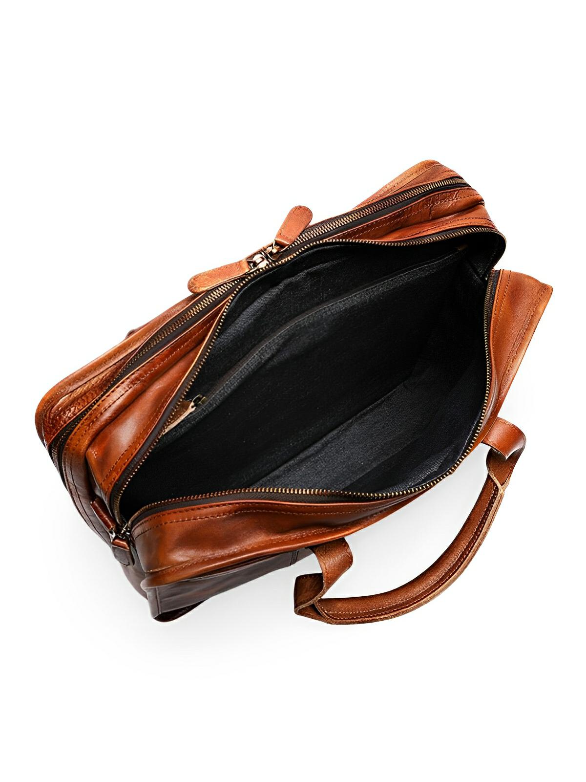 Porte - Document Vintage en Cuir Vieilli pour Homme, très spacieux et organisé, modèle Anatole - Porte - document - Marron