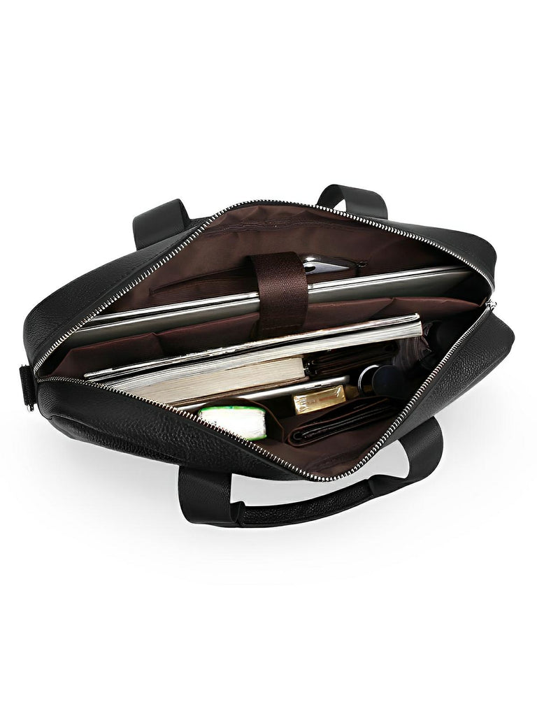 Porte - documents en cuir, grand format, bandoulière amovible, business et bureau, modèle Mathieu - Porte - document - Noir