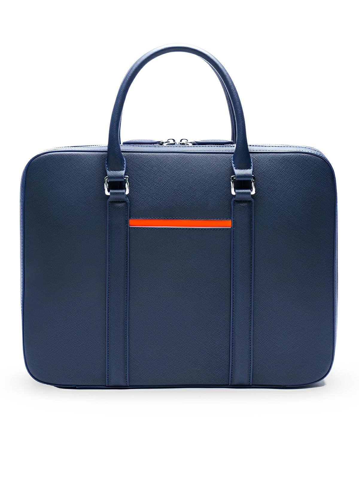 Porte - documents homme, grand format, bandoulière réglable, compartiment ordinateur 16", design imperméable, poches multiples, modèle Charles - Porte - document - Bleu