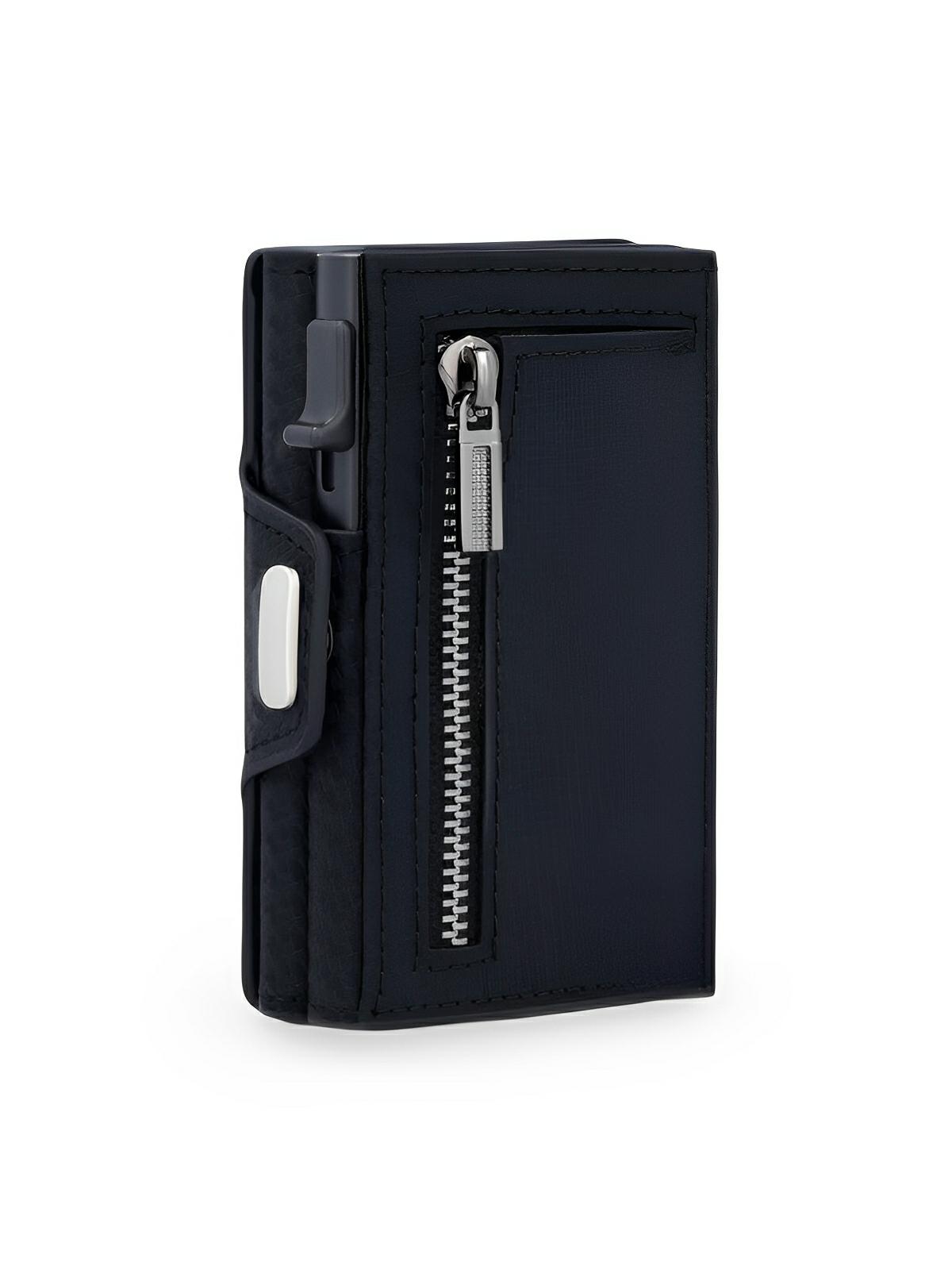 Portefeuille compact RFID, carte éjection automatique, en simili vegan, ultra - fin, modèle Basile - Porte - feuille - Carbone