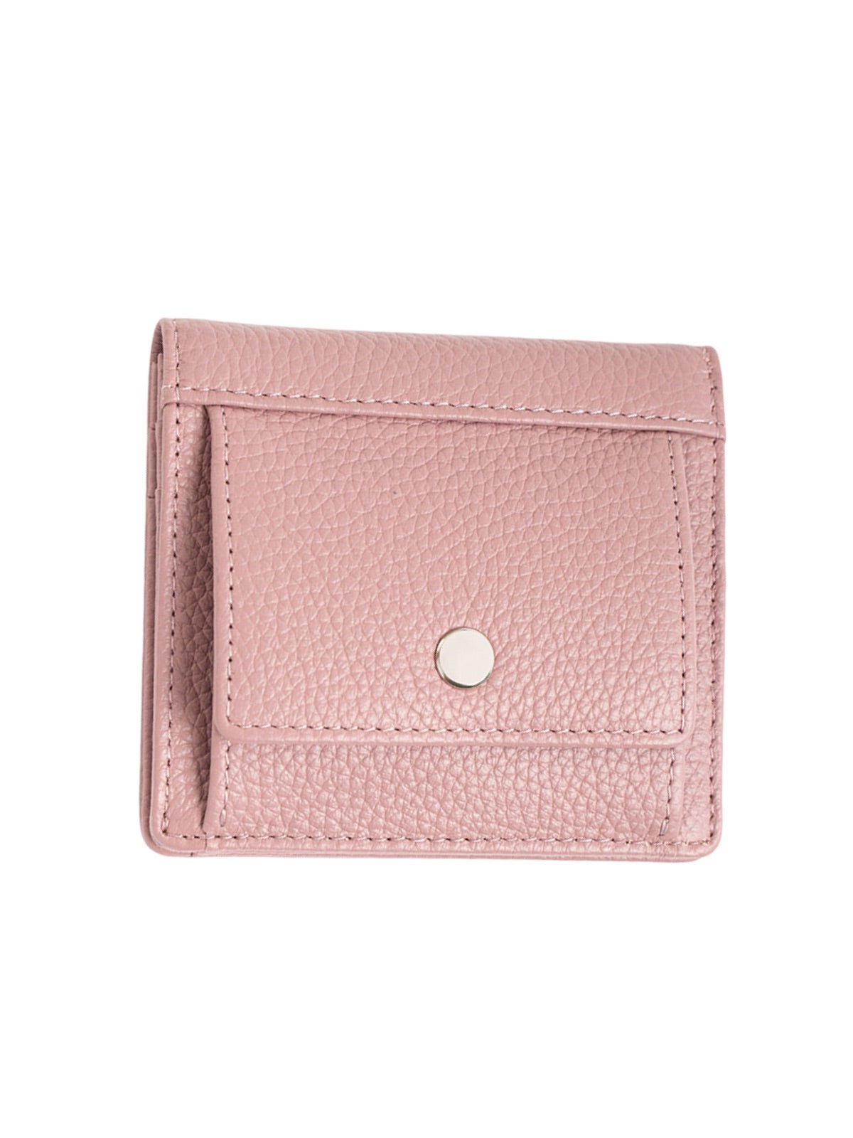 Portefeuille cuir femme compact, porte - cartes intégré, fermeture bouton pression, design pliable, anti - RFID, modèle Suzette - Porte - feuille - Rose