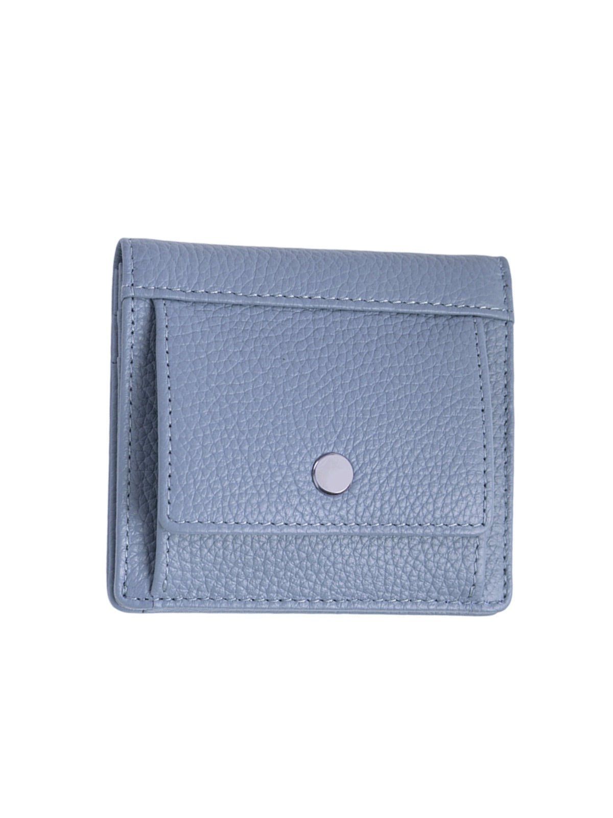 Portefeuille cuir femme compact, porte - cartes intégré, fermeture bouton pression, design pliable, anti - RFID, modèle Suzette - Porte - feuille - Bleu