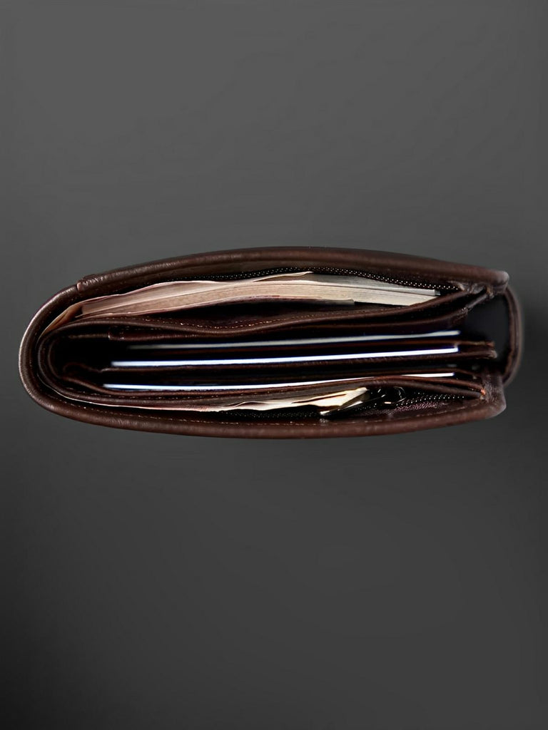 Portefeuille cuir véritable homme, RFID sécurisé, grande capacité, compartiment monnaie, modèle Merlin - Porte - feuille - Café