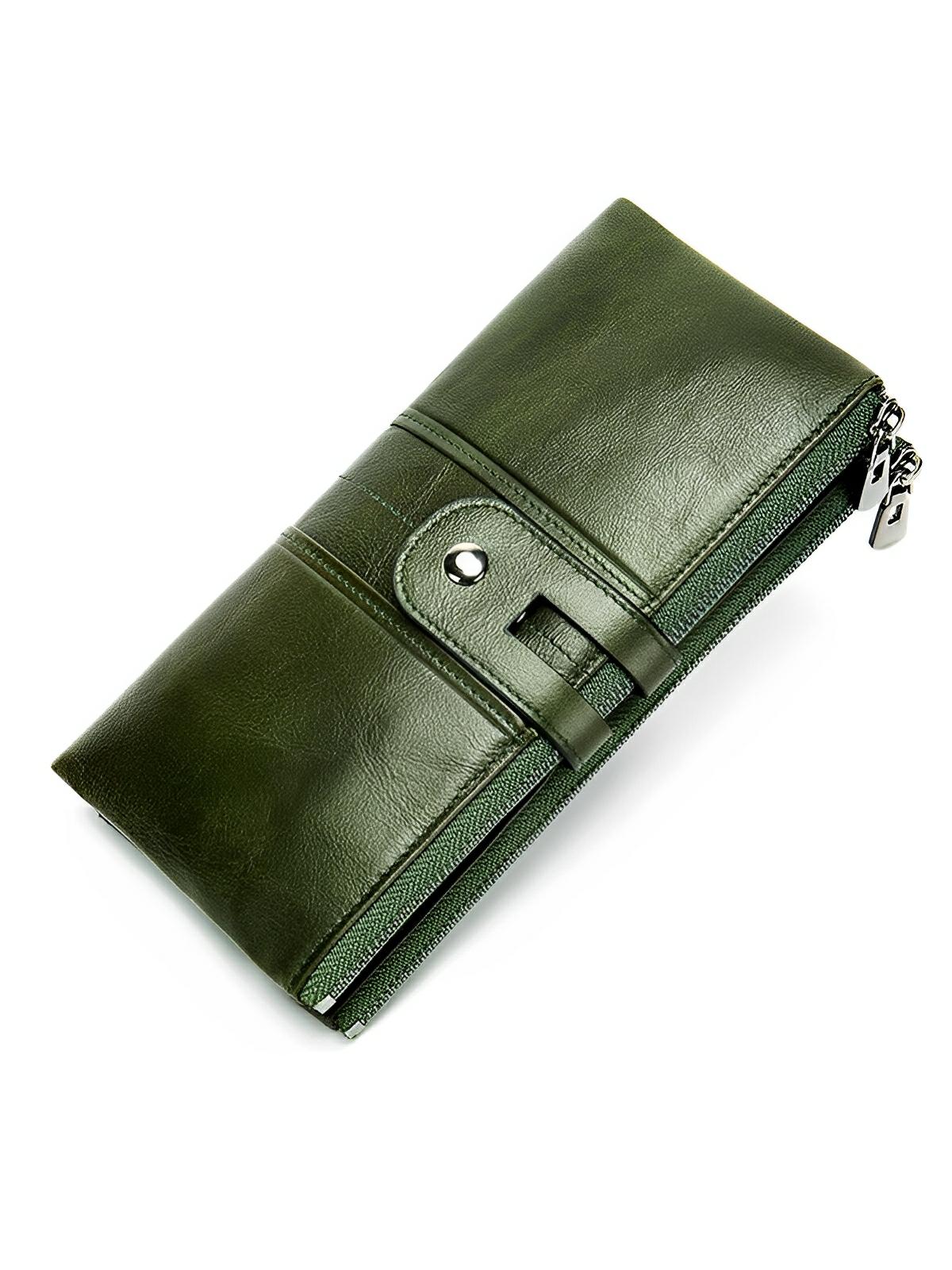Portefeuille en cuir, format long, RFID, modèle Godefroy - Porte - feuille - Vert