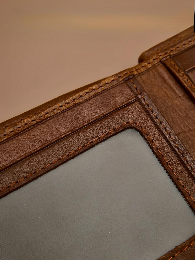 Portefeuille en cuir marron, motif scorpion en relief, compact, multiple rangements, modèle Serkan - Porte - feuille - Marron
