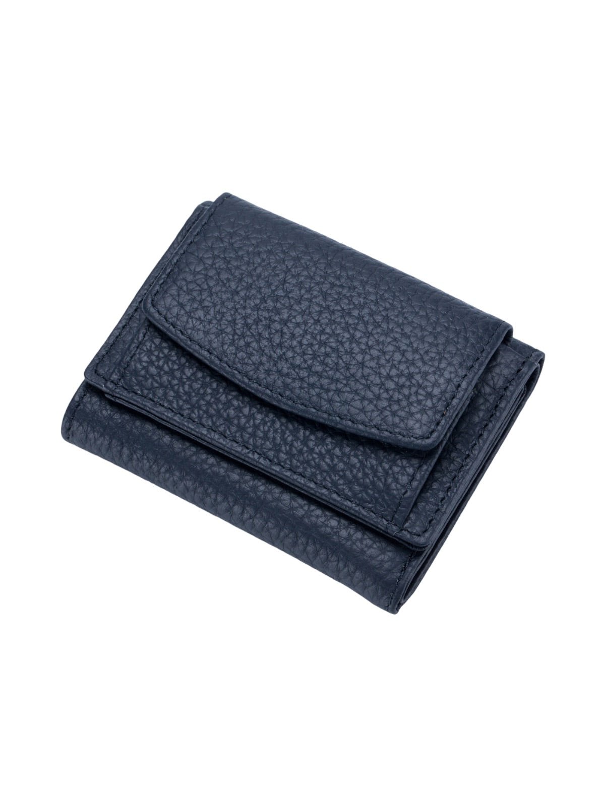 Portefeuille femme compact cuir grainé, protection RFID, porte - cartes pratique, format mini, porte - monnaie intégré, modèle Nadine - Porte - feuille - Bleu marine