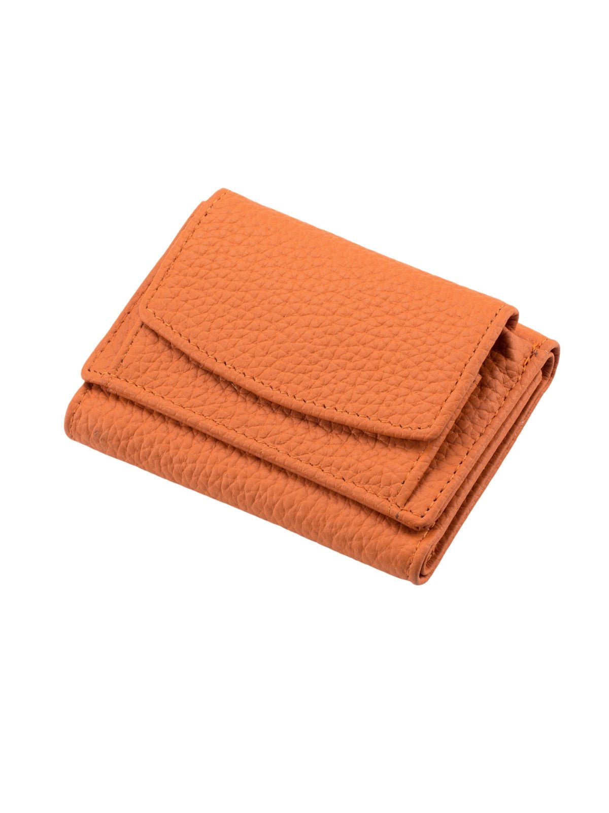 Portefeuille femme compact cuir grainé, protection RFID, porte - cartes pratique, format mini, porte - monnaie intégré, modèle Nadine - Porte - feuille - Orange